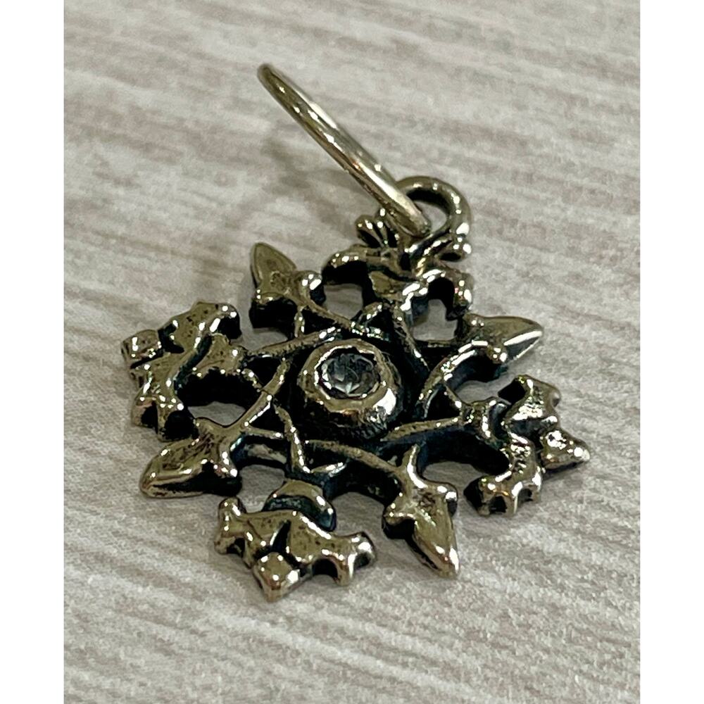 Love Heals White Topaz APRIL Birthstone Snowflake White Bronze Charm LH97